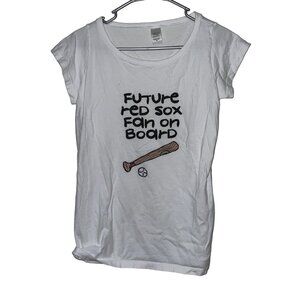Future Red Sox Fan On Board T-Shirt M 100% Cotton White Short Sleeve
